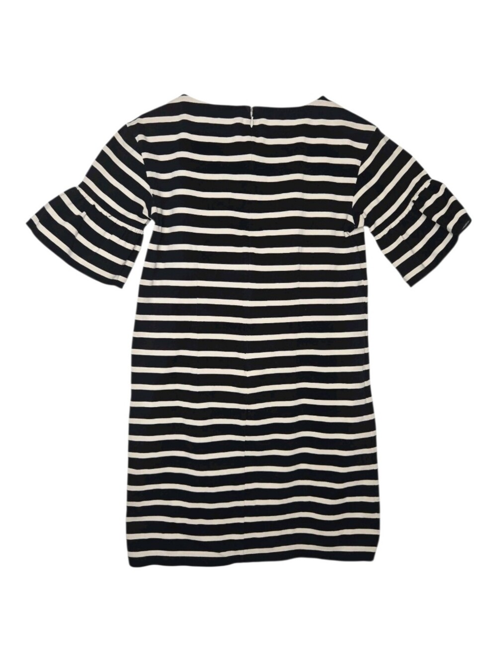 J Crew Womens Black White Striped Cotton Ruffle Bell Half Sleeve Dress Size XS - Picture 3 of 8